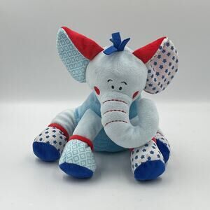 Tiamo Blue Red & White Stars 8" Elephant Plush Animal Lovey Lelystad Holland